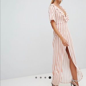 PrettyLittleThing Stripe Wrap Dress